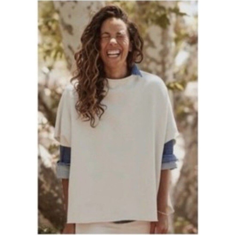 Frank & Eileen Audrey Funnel Neck Capelet Womens OS Off White Pullover Preppy